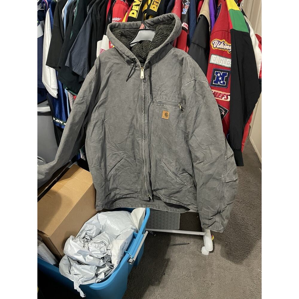 Size XL -VTG Carhartt Distressed Detroit Sierra Sandstone Work Jacket J141 ARG